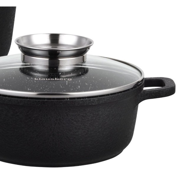 НАБІР З 4 ГРАНІТНИХ ГОРЩИКІВ 1,3/1,3/2,3/4,5 л (12 шт.) KLAUSBERG CRACK DESIGN KB-7360