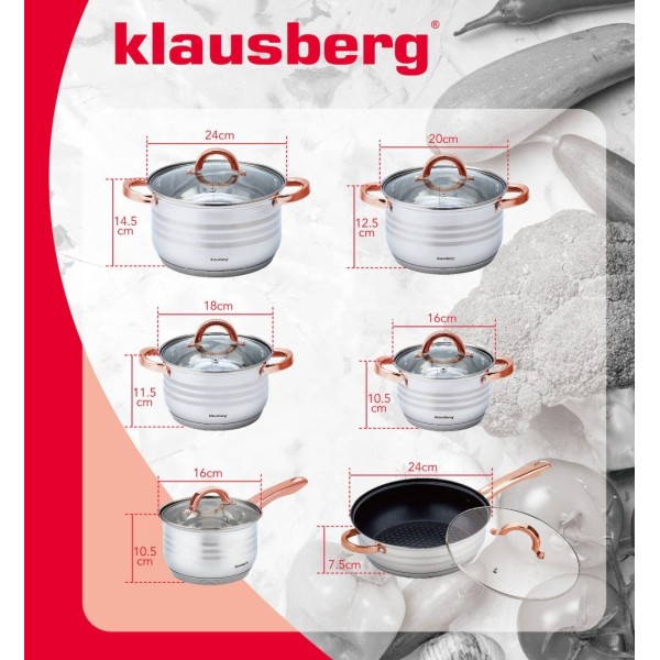 Zestaw garnków Klausberg KB-7700 (12 elementów)