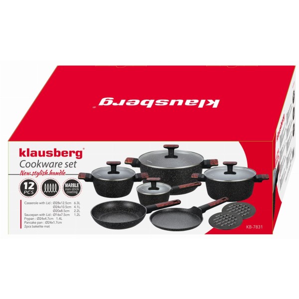 Набір посуду KLAUSBERG KB-7831 з антипригарним покриттям Magnum, 12 предметів