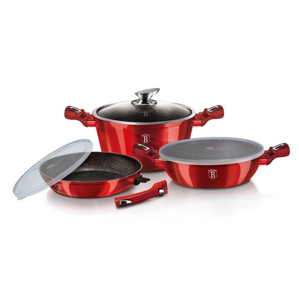 НАБІР ГОРЩИКІВ З 6 ШТУК 24 СМ BERLINGER HAUS METALLIC LINE BURGUNDY BH-7050