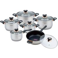 Набір сталевого посуду KINGHOFF KH-1767 кольору ROSEGOLD, 12 предметів