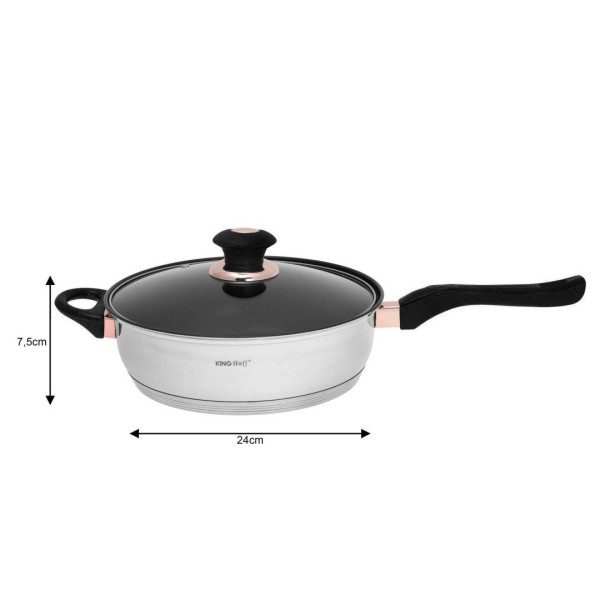 Набір сталевого посуду KINGHOFF KH-1767 кольору ROSEGOLD, 12 предметів