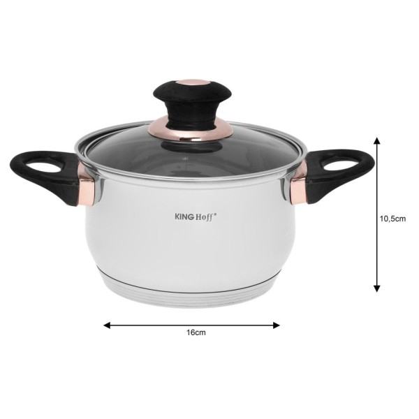 Набір сталевого посуду KINGHOFF KH-1767 кольору ROSEGOLD, 12 предметів