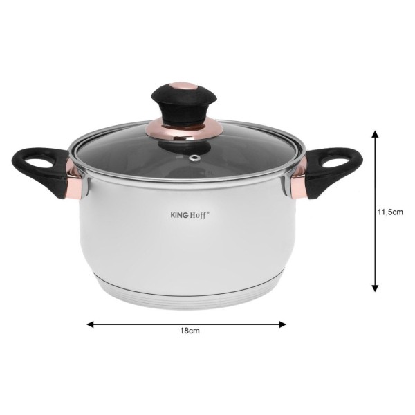Набір сталевого посуду KINGHOFF KH-1767 кольору ROSEGOLD, 12 предметів