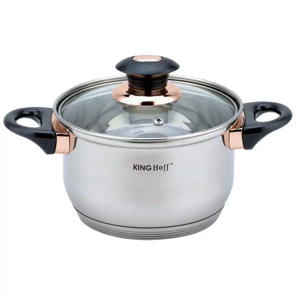 Набір сталевого посуду KINGHOFF KH-1767 кольору ROSEGOLD, 12 предметів