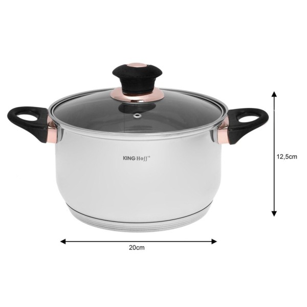 Набір сталевого посуду KINGHOFF KH-1767 кольору ROSEGOLD, 12 предметів