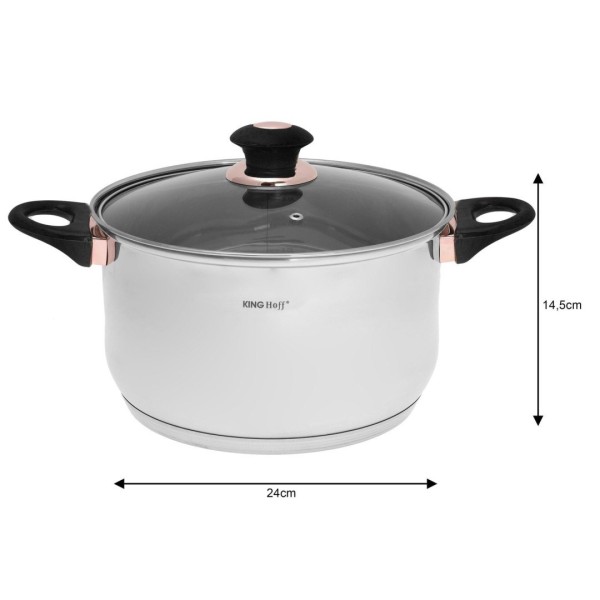 Набір сталевого посуду KINGHOFF KH-1767 кольору ROSEGOLD, 12 предметів