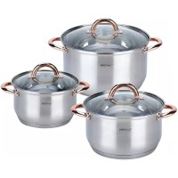 СТАЛЕВІ КАСТРУЛІ НА 6 ЕЛЕМЕНТІВ KINGHOFF ROSEGOLD KH-1762