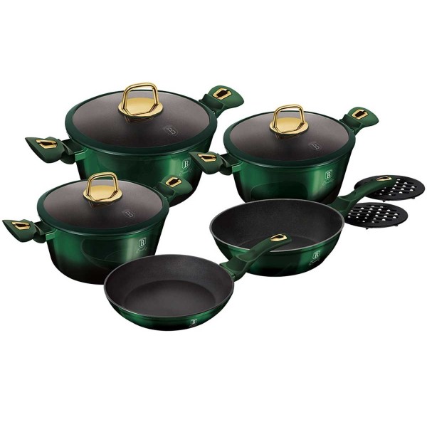 Каструлі BERLINGER HAUS METALLIC EMERALD BH-6065, 10 предметів