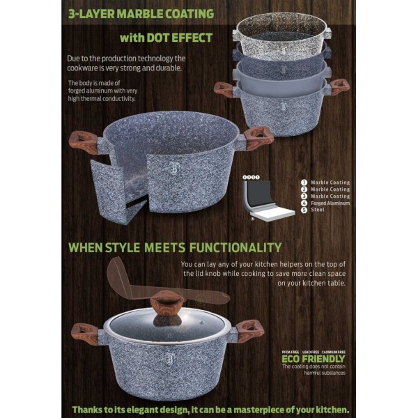 Набір з 5 предметів, 2 каструлі зі сковородою 24 см, BERLINGER HAUS FOREST LINE BH-7060