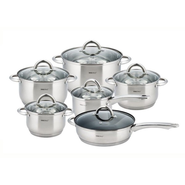 СКЛЯНЦІ KiNGHOFF JUMBO SILVER 12 ШТУК KH-4450