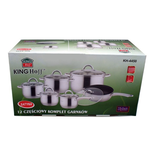 СКЛЯНЦІ KiNGHOFF JUMBO SILVER 12 ШТУК KH-4450