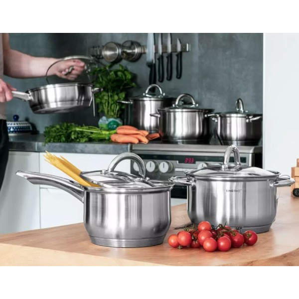 СКЛЯНЦІ KiNGHOFF JUMBO SILVER 12 ШТУК KH-4450