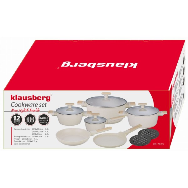 Набір посуду KLAUSBERG KB-7833 з антипригарним покриттям Magnum, 12 предметів