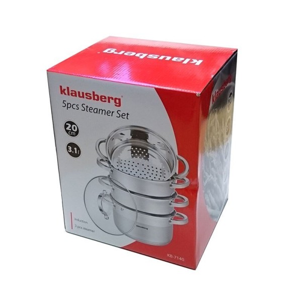 KLAUSBERG KB-7140 КАСТРУЛІ ДЛЯ ПРИГОТУВАННЯ НА ПАРІ 20 СМ 5 ШТУК