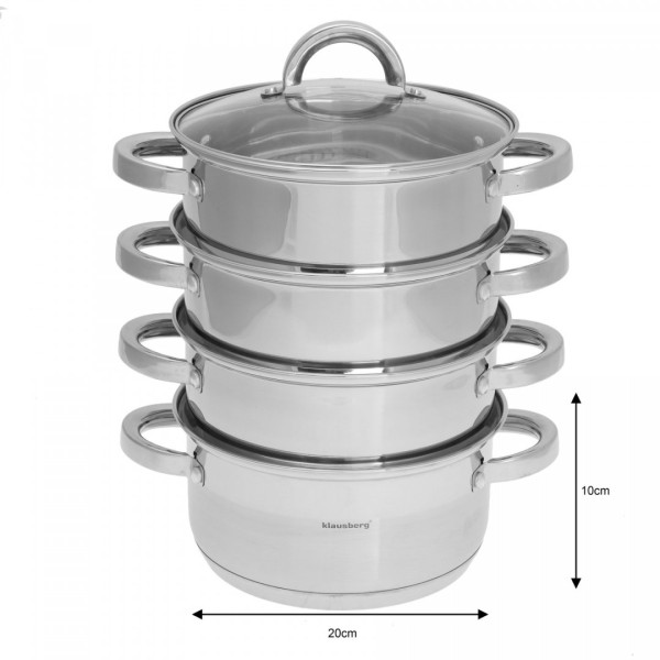 KLAUSBERG KB-7140 КАСТРУЛІ ДЛЯ ПРИГОТУВАННЯ НА ПАРІ 20 СМ 5 ШТУК