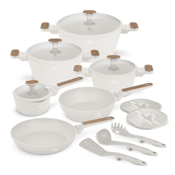 Набір з 15 каструль, сковорідок та аксесуарів BerlingerHaus Sahara BH-8325 з дерев'яними елементами