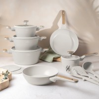 Набір з 15 каструль, сковорідок та аксесуарів BerlingerHaus Sahara BH-8325 з дерев'яними елементами