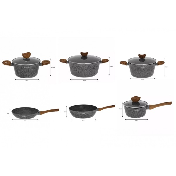 ГРАНІТНІ ГОРЩИКИ WOOD LINE 12 ЕЛЕМЕНТІВ KLAUSBERG KB-7242