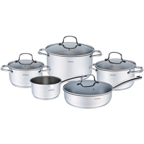 Каструлі KLAUSBERG, 9 шт., нержавіюча сталь, 18/10 KB-7215