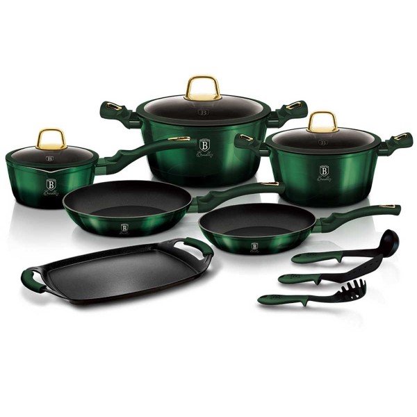 Каструлі BERLINGER HAUS METALLIC EMERALD LINE BH-6066, 12 предметів