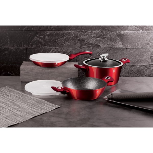 НАБІР ГОРЩИКІВ З 6 ШТУК 24 СМ BERLINGER HAUS METALLIC LINE БОРДОВІ BH-7046