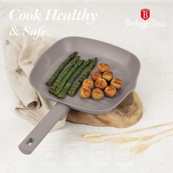 ТИТАНОВА СКОВОРОДА-ГРИЛЬ 28 см BERLINGER HAUS BH-8096 СІРО-КОЛЬОРОВА
