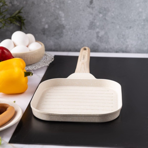 Сковорода-гриль 18 X 18 см мармурова KLAUSBERG KB-7812 бежева