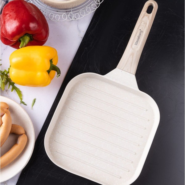 Сковорода-гриль 18 X 18 см мармурова KLAUSBERG KB-7812 бежева