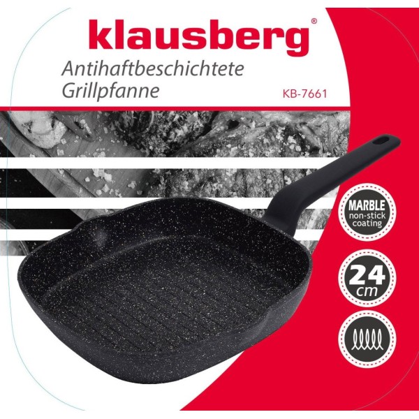 Сковорода-гриль з мармуровим покриттям 24 см Klausberg KB-7661