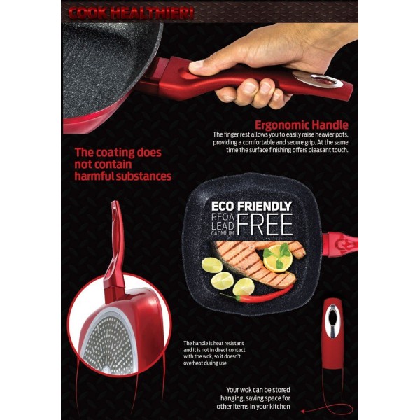 Гранітний гриль-сковорідка 28 см Berlinger Haus Metallic Line бордовий BH-1271-N