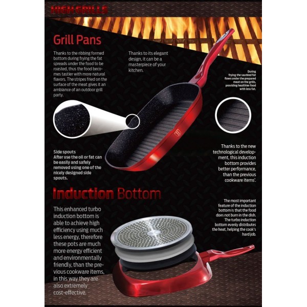 Гранітний гриль-сковорідка 28 см Berlinger Haus Metallic Line бордовий BH-1271-N