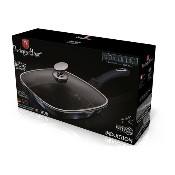 Гранітна сковорода-гриль 28 см Berlinger Haus Metallic Aquamarine BH-7028