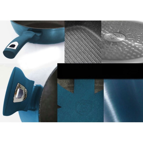 Гранітна сковорода-гриль 28 см Berlinger Haus Metallic Aquamarine BH-7028