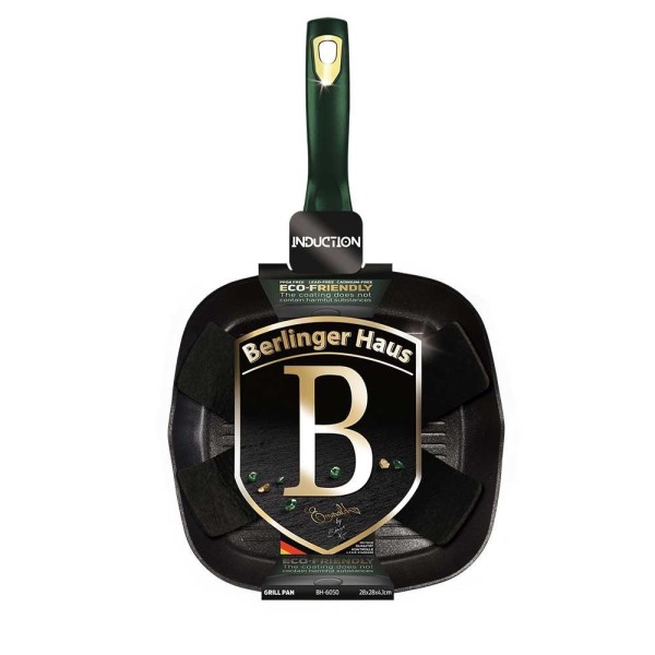 Гранітна сковорода-гриль 28x28 см BERLINGER HAUS METALLIC LINE EMERALD BH-6050