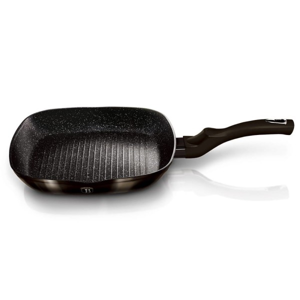 ГРАНІТНА СКОВОРОДА ДЛЯ ГРИЛЯ 28x28 см BERLINGER HAUS БЛИСКУЧА ЧОРНА BH-6611
