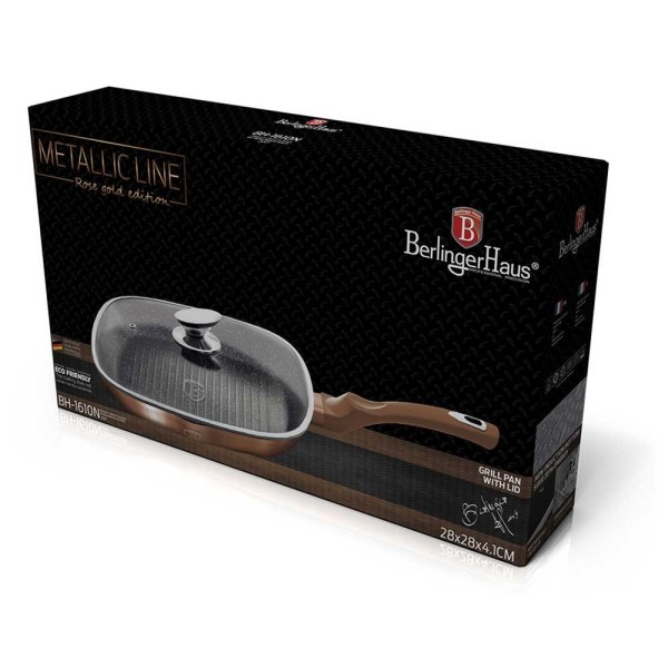 Гранітний гриль-сковорідка 28 см Berlinger Haus Metallic Line рожеве золото BH-1610-N