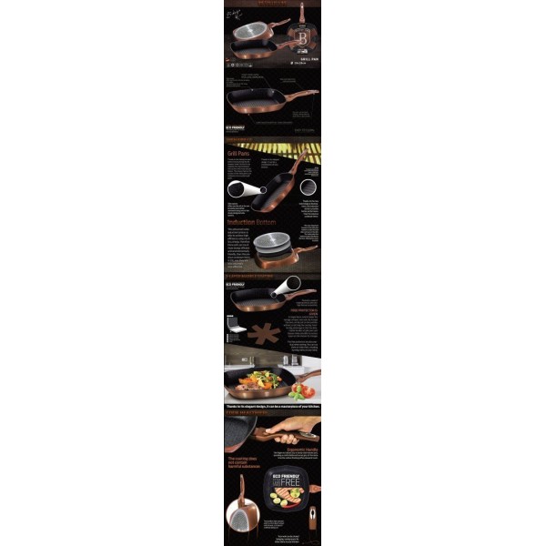 Гранітний гриль-сковорідка 28 см Berlinger Haus Metallic Line рожеве золото BH-1521-N