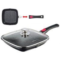 ГРАНІТНА СКОВОРОДА-ГРИЛЬ 24 СМ KINGHOFF KH-1510 ЗІ ЗНІМНОЮ РУЧКОЮ