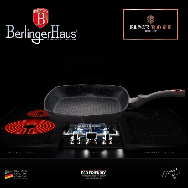 Гранітний гриль-сковорідка 28 см Berlinger Haus Black Rose BH-1636-N