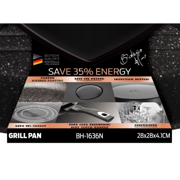 Гранітний гриль-сковорідка 28 см Berlinger Haus Black Rose BH-1636-N