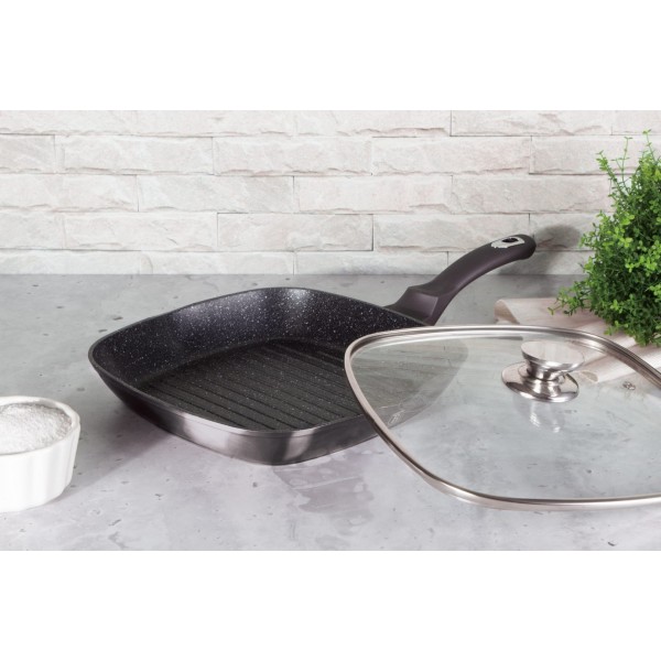 Сковорода-гриль з гранітним покриттям 28x28 см BERLINGER HAUS Carbon Pro BH-6909