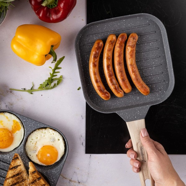 Сковорода-гриль 18 X 18 см мармур KLAUSBERG KB-7811 сіра