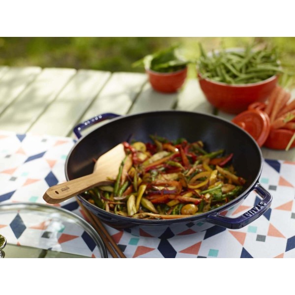 Чавунний вок STAUB з кришкою 30 см, синій