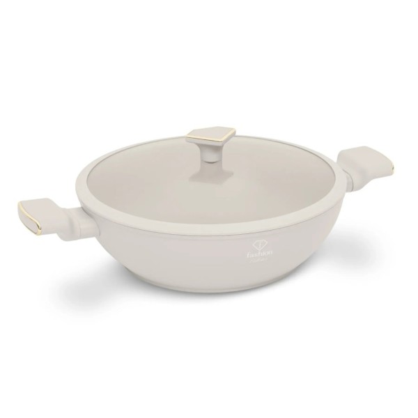 Вок з кришкою 30 см FashionTV FTV-0063 Матовий кремовий золотий колекція