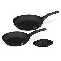 Набір з 2 сковорідок + підставка Fashion TV FTV-0048 Матовий чорний-рожеве золото