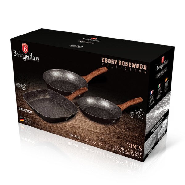 НАБІР З 3 ГРАНІТНИХ СКОВОРІД BERLINGER HAUS BH-7101