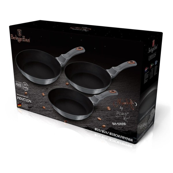 НАБІР З 3 ГРАНІТНИХ СКОВОРОДИН 20/24/28 СМ BERLINGER HAUS MOONLIGHT BH-6169