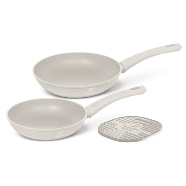 Набір з 2 сковорідок + килимок для телевізора Fashion TV FTV-0079 Матовий кремово-золотистий (1)