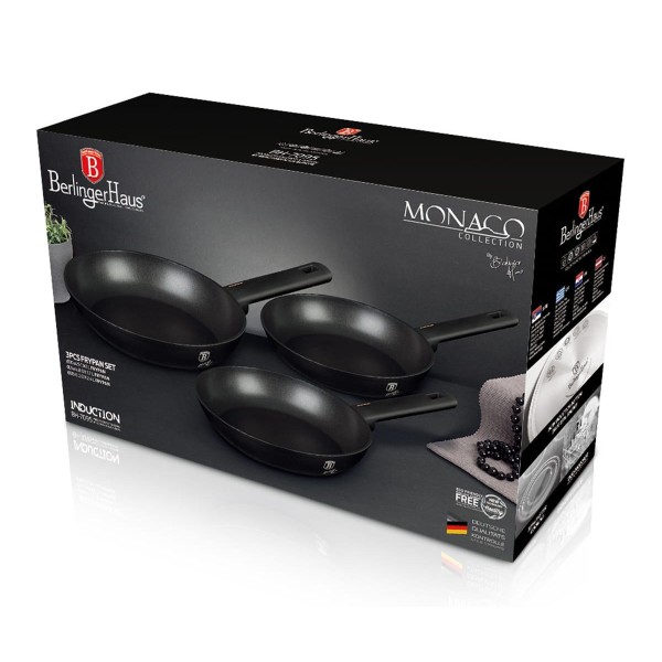 НАБІР З 3 ТИТАНОВИХ СКОВОРОДИН BERLINGER HAUS MONACO BH-7095